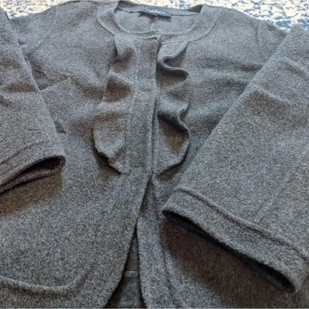 Talbots gray Crop Ruffle Wool Jacket Blazer - Picture 10 of 11